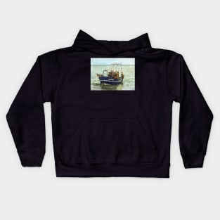 Fishing Boat Leaving the Beach Kids Hoodie